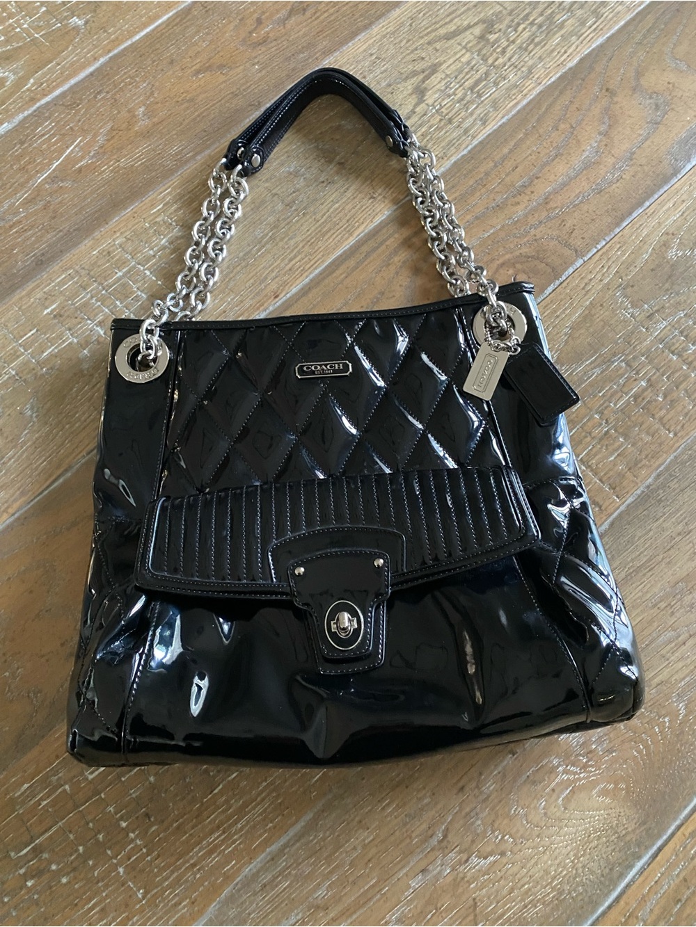 Coach Black Patent Leather Tote bag for work or a night on the town